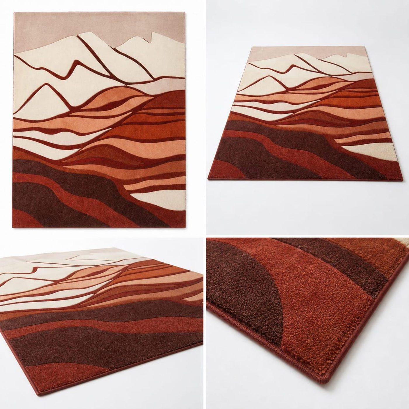 Hand-Tufted Abstract Landscape Rug in Rust & Earth Tones